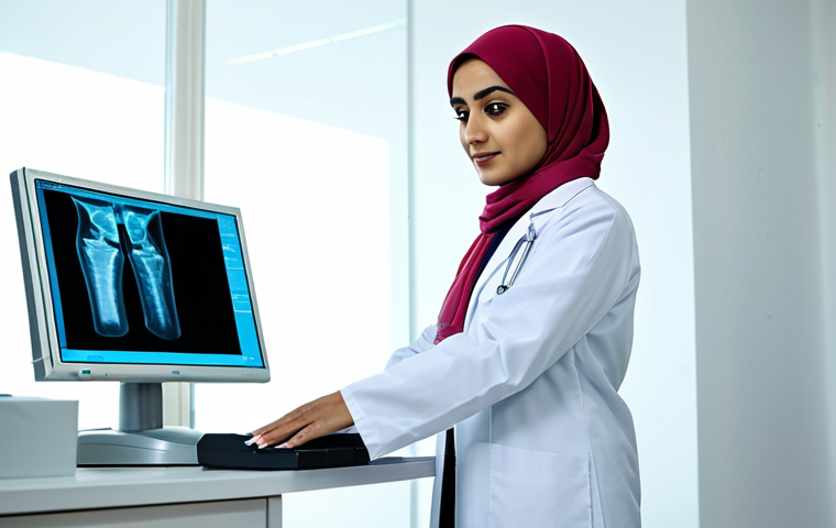 **

"A female Pakistani doctor in a clean, modern clinic, wearing a white coat and hijab, examining an X-ray. Background includes medical equipment and a friendly atmosphere. Appropriate attire, fully clothed, safe for work, professional, perfect anatomy, natural proportions, high quality."

**